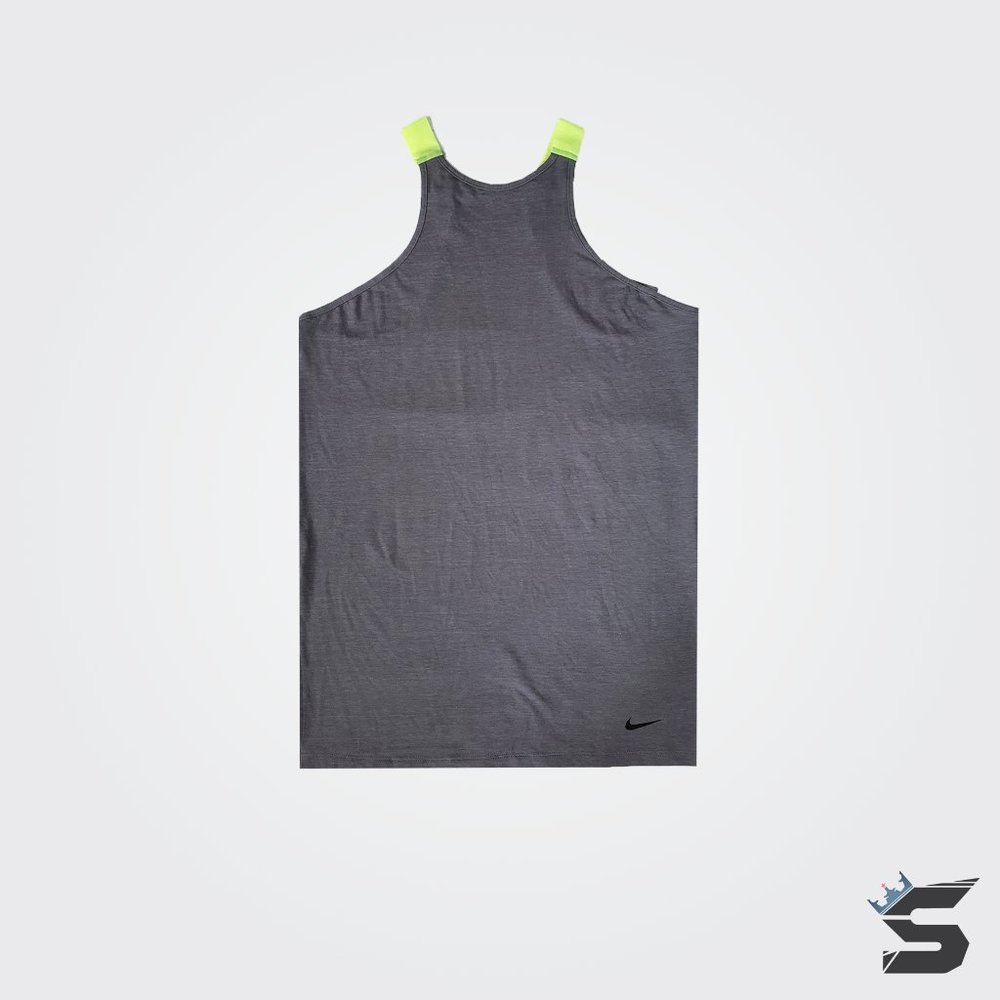 NIKE W Dri-Fit Slim [Grey/Volt] Gym Training Activewear Tank Top Size Large